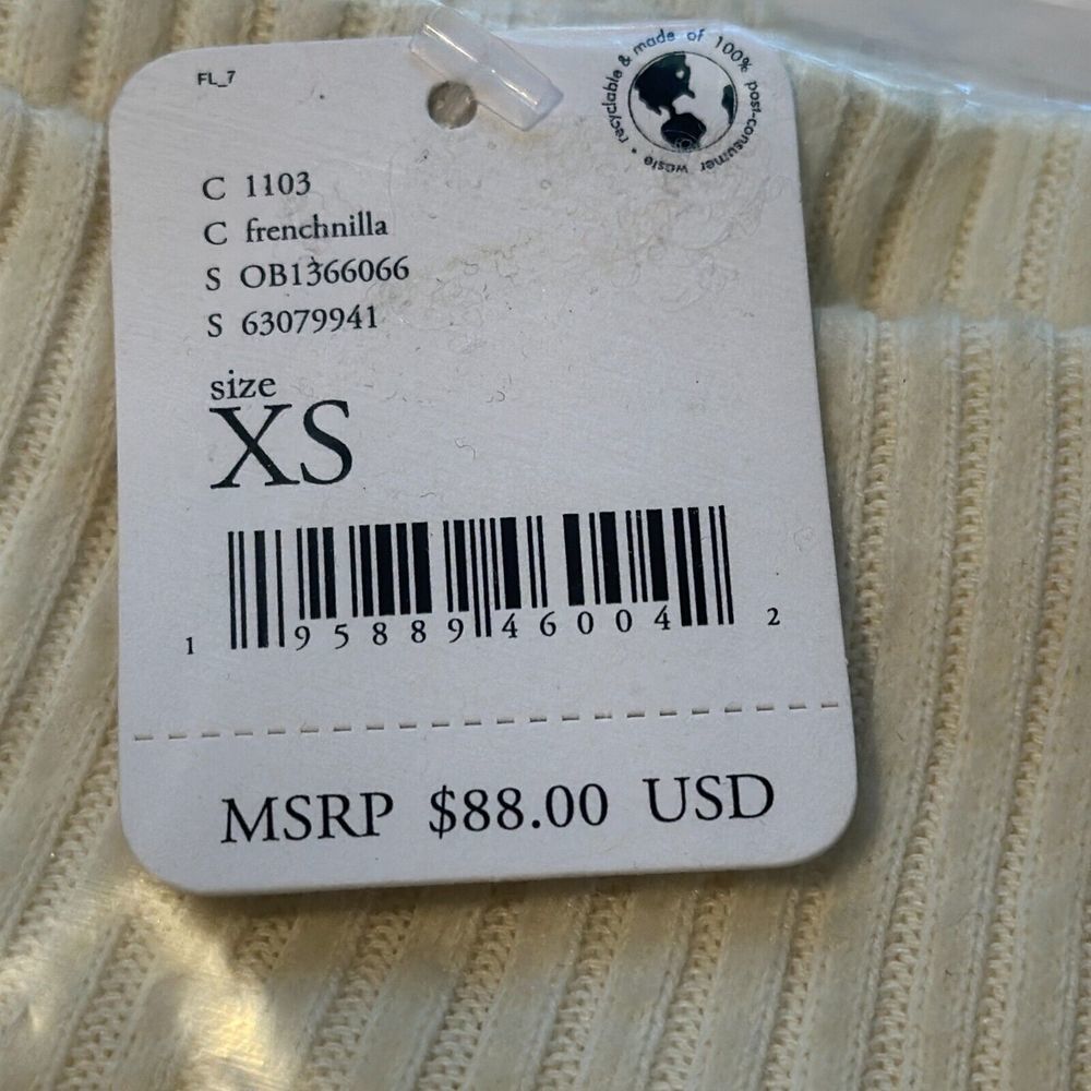 Free People Women's Ivory Knitted Mock Neck Pullover She's a Keeper Top Size XS - Picture 9 of 9